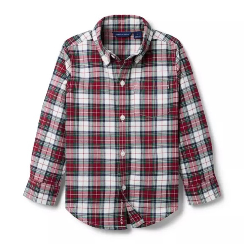 Janie and Jack Boys Plaid Tartan Christmas Shirt